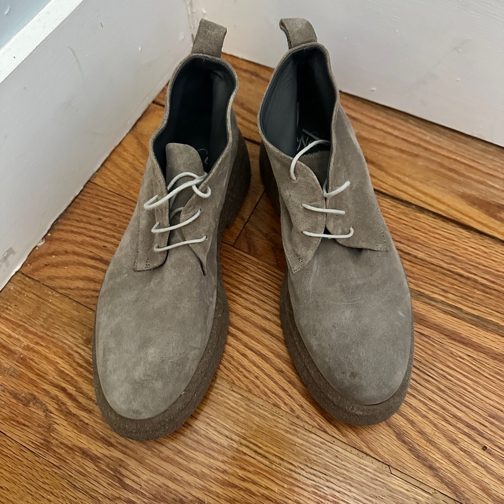 No. 6 Crepe Sole Desert Lace Up Ankle Boot in Sand Suede